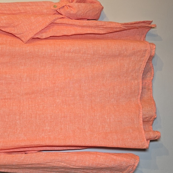 Tahari Linen Long Convertable Sleeves Lagenlook Coastal Tunic Blouse Shirt NWOT - Picture 11 of 14